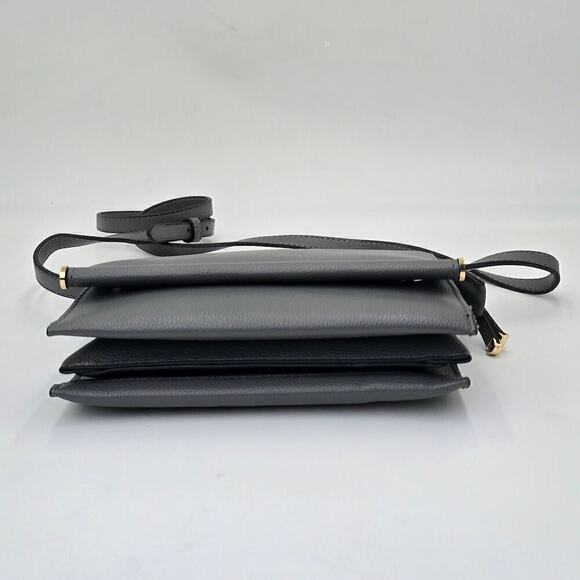 Alfani Crossbody Gray Gold Small Purse Adjustable Strap Fold Over Flap Handbag - Picture 4 of 8